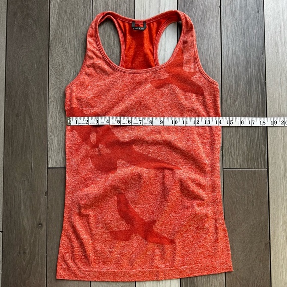 Oiselle Heather Orange Flyte Flying Birds Sleeveless Racerback Strech Tank Top - Picture 4 of 5